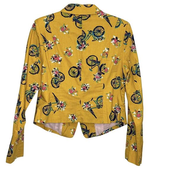 ModCloth Blazer Womens Small Bicycle Floral Print Jacket Single Button Fun - Picture 2 of 7
